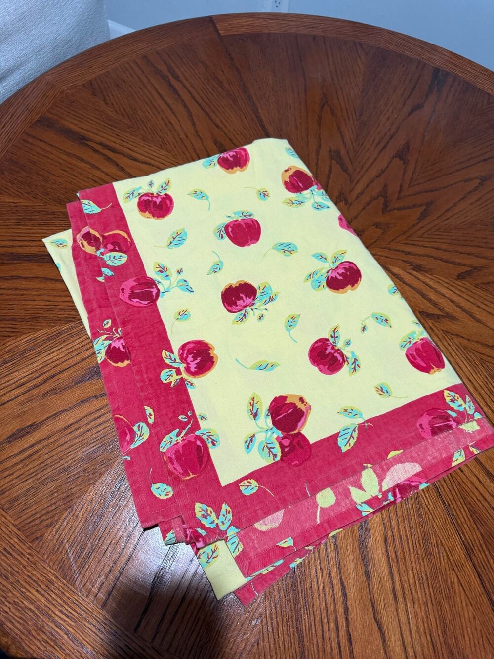 Xochi Red Yellow Apples Cherries Cotton Tablecloth Cottagecore Kitchen Rectangle